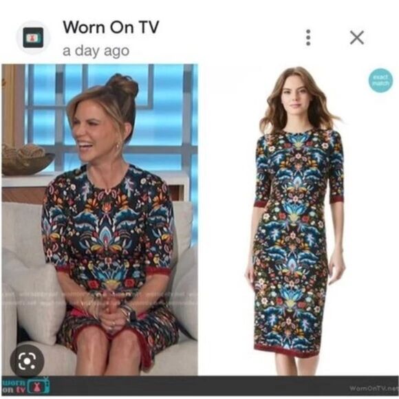 Alice + Olivia Dress Santa Monica Delora Crew Neck Midi Bodycon size 4 NWT $350 - Picture 3 of 4